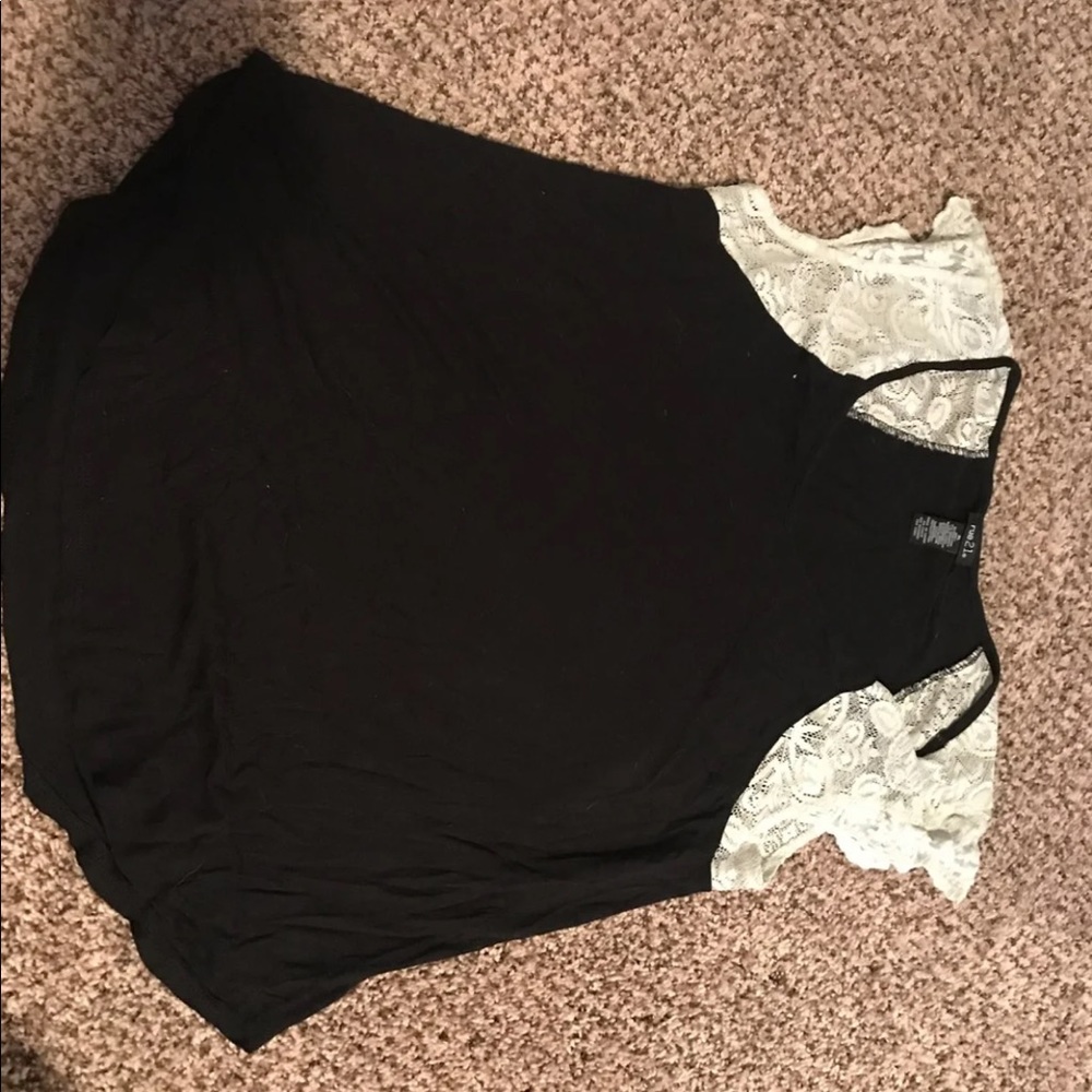 Black shirt with lace sleeves